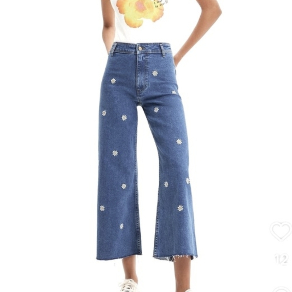 Desigiual Daisy High Rise Wide Leg Jeans Size 38